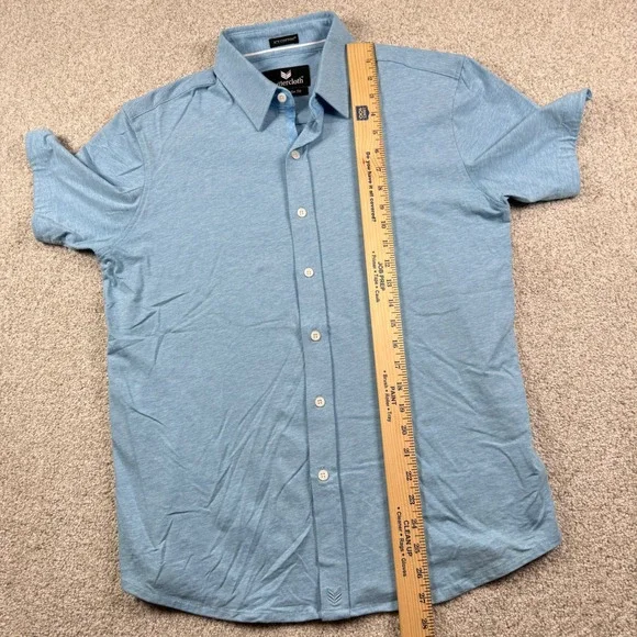Buttercloth Shirt Mens Medium Blue Icy Cotton Short Sleeve Regular Fit Button Up - Picture 4 of 6